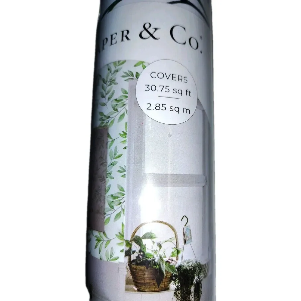 Tempaper & Co. Peel and Stick Wallpaper Farmhouse Botanical Natural Green 30.75